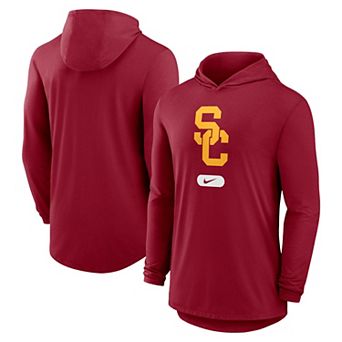 Men's Nike Cardinal USC Trojans Lightweight Performance Long Sleeve Hoodie T-Shirt