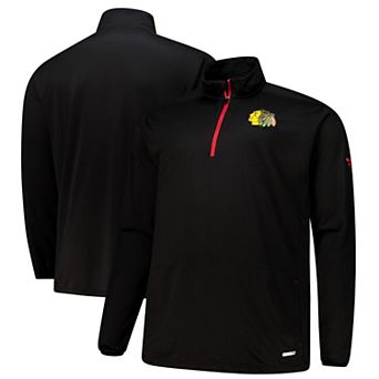 Men's Fanatics Black Chicago Blackhawks Big & Tall Authentic Pro Quarter-Zip Pullover