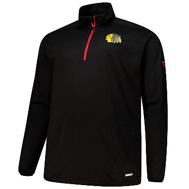 Men's Fanatics Black Chicago Blackhawks Big & Tall Authentic Pro Quarter-Zip Pullover