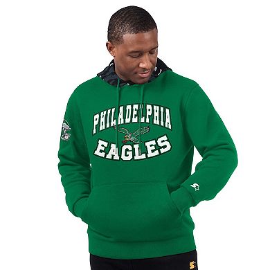 Men's Starter Kelly Green Philadelphia Eagles Thursday Night Gridiron Vintage Logo Pullover Hoodie