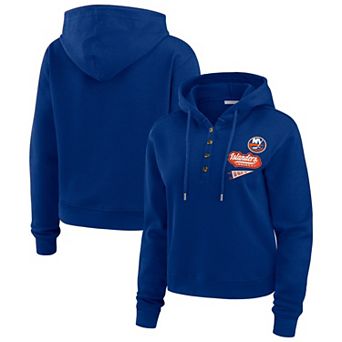 Women's WEAR by Erin Andrews Royal New York Islanders Waffle-Knit Pullover Hoodie