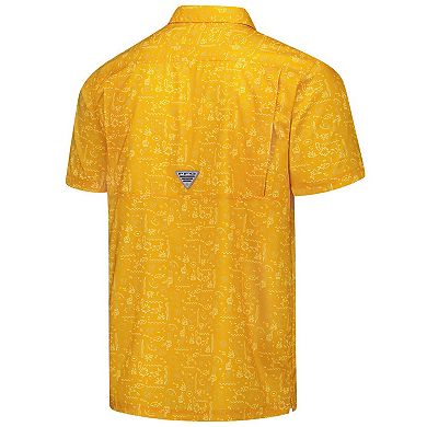 Men's Columbia PFG Gold Pittsburgh Steelers Super Slack Tide Omni-Wick Button-Up Shirt