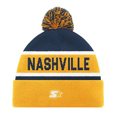 Men's Starter Gold Nashville Predators Cuffed Knit Hat with Pom