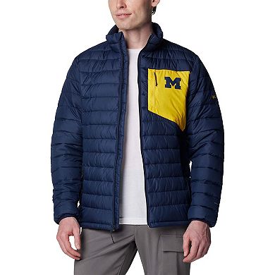 Men's Columbia Navy Michigan Wolverines Double Blitz Omni-Heat Infinity Insulated Full-Zip Jacket