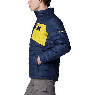 Men's Columbia Navy Michigan Wolverines Double Blitz Omni-Heat Infinity Insulated Full-Zip Jacket