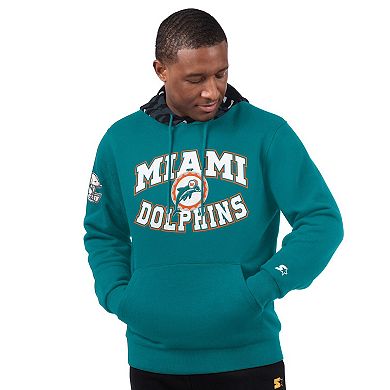 Men's Starter Aqua Miami Dolphins Thursday Night Gridiron Vintage Logo Pullover Hoodie