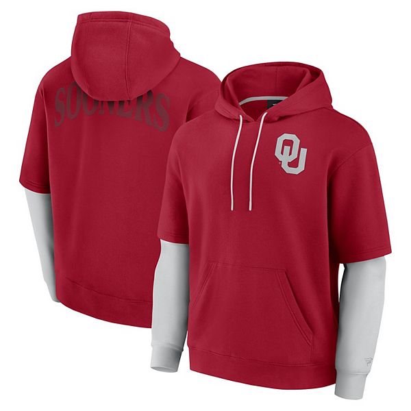 Men s Fanatics Crimson Oklahoma Sooners Sleek Pullover Hoodie