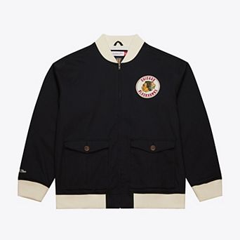 Men's Mitchell & Ness Black Chicago Blackhawks Vintage Coaches Cotton Twill Full-Zip Jacket
