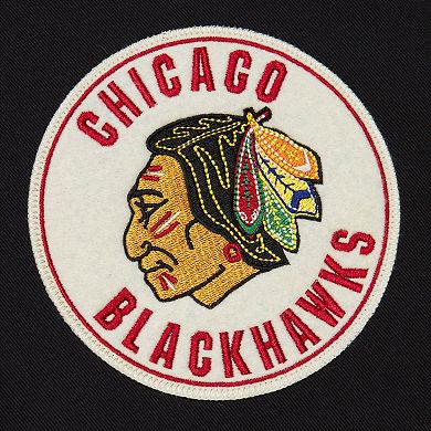 Men's Mitchell & Ness Black Chicago Blackhawks Vintage Coaches Cotton Twill Full-Zip Jacket
