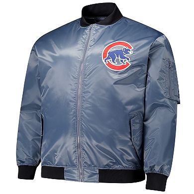 Men's Profile Charcoal Chicago Cubs Big & Tall Full-Zip Bomber Jacket