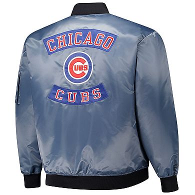 Men's Profile Charcoal Chicago Cubs Big & Tall Full-Zip Bomber Jacket