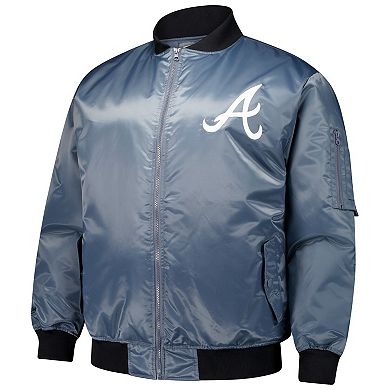 Men's Profile Charcoal Atlanta Braves Big & Tall Full-Zip Bomber Jacket