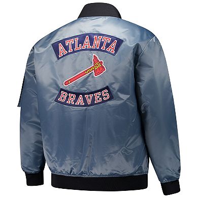 Men's Profile Charcoal Atlanta Braves Big & Tall Full-Zip Bomber Jacket