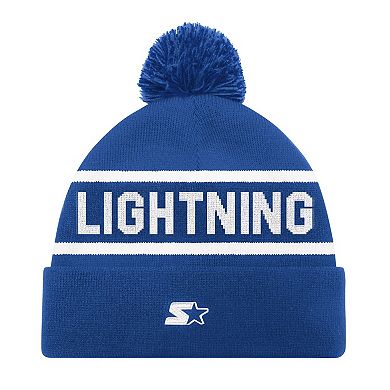 Men's Starter Blue Tampa Bay Lightning Cuffed Knit Hat with Pom