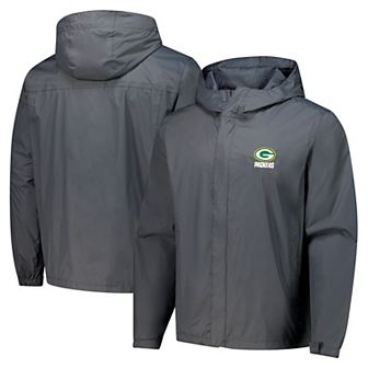 Men's Dunbrooke Graphite Green Bay Packers Tropic Waterproof Packable Hoodie Jacket