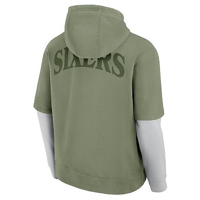 Men's Fanatics Olive Philadelphia 76ers Elements Sleek Pullover Hoodie