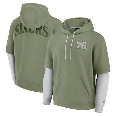 Men's Fanatics Olive Philadelphia 76ers Elements Sleek Pullover Hoodie