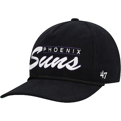 Men's '47 Black Phoenix Suns Double Header Sidepatch Cord Hitch Adjustable Hat