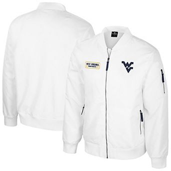Men's Colosseum White West Virginia Mountaineers White Rabbit Full-Zip Bomber Jacket
