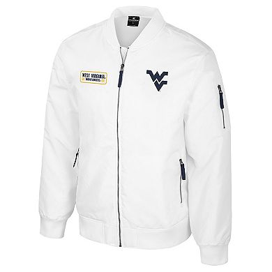 Men's Colosseum West Virginia Mountaineers White Rabbit Full-Zip Bomber Jacket