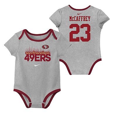Newborn & Infant Nike Christian McCaffrey San Francisco 49ers Name & Number 3-Pack Bodysuit Set
