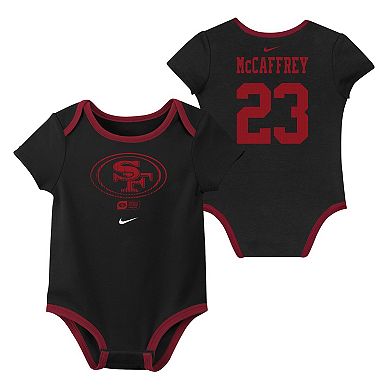 Newborn & Infant Nike Christian McCaffrey San Francisco 49ers Name & Number 3-Pack Bodysuit Set