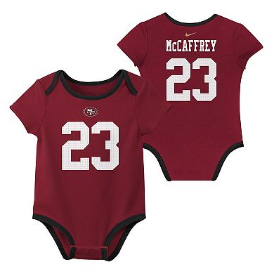 Newborn & Infant Nike Christian McCaffrey San Francisco 49ers Name & Number 3-Pack Bodysuit Set