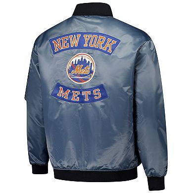 Men's Profile Charcoal New York Mets Big & Tall Full-Zip Bomber Jacket