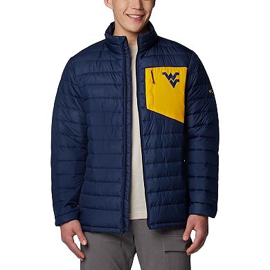 Men's Columbia Navy West Virginia Mountaineers Double Blitz Omni-Heat Infinity Insulated Full-Zip Jacket