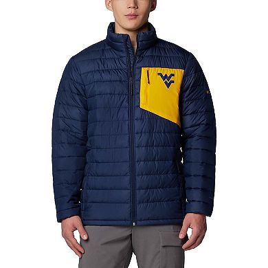 Men's Columbia Navy West Virginia Mountaineers Double Blitz Omni-Heat Infinity Insulated Full-Zip Jacket