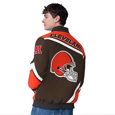 Men's G-III Extreme Brown Cleveland Browns Maximum Racing Full-Snap Jacket