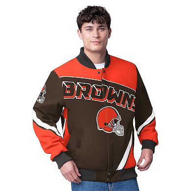 Men's G-III Extreme Brown Cleveland Browns Maximum Racing Full-Snap Jacket