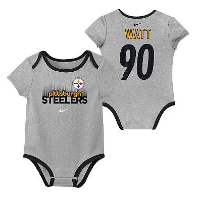 Newborn & Infant Nike T.J. Watt Pittsburgh Steelers Name & Number 3-Pack Bodysuit Set