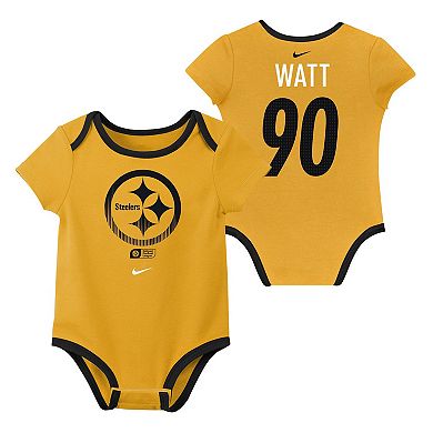 Newborn & Infant Nike T.J. Watt Pittsburgh Steelers Name & Number 3-Pack Bodysuit Set