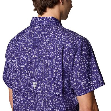 Men's Columbia PFG Purple Baltimore Ravens Super Slack Tide Omni-Wick Button-Up Shirt