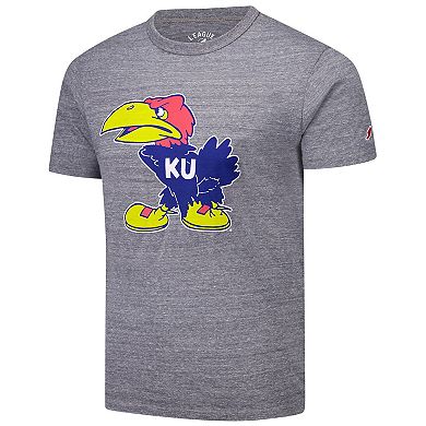 Men's League Collegiate Wear Heather Gray Kansas Jayhawks Victory Falls Tri-Blend T-Shirt