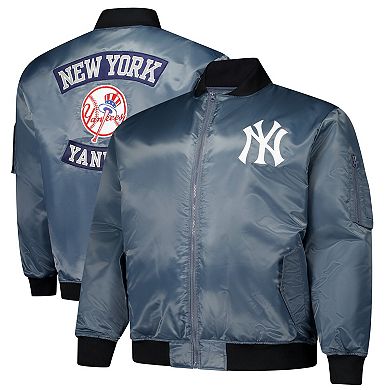Men's Profile Charcoal New York Yankees Big & Tall Full-Zip Bomber Jacket