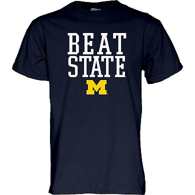 Unisex Blue 84 Navy Michigan Wolverines Beat State Rally Call T-Shirt