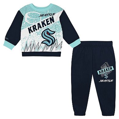 Toddler Mitchell & Ness Seattle Kraken Two-Piece Oversized Block Buster Fleece Sweatshirt & Pants SetSet