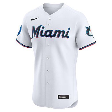 Men's Nike White Miami Marlins Home Elite Patch Jersey