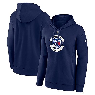 Women's Fanatics Navy New York Rangers Authentic Pro Core Secondary Fleece Pullover Hoodie