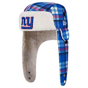 New Era Royal New York Giants Sideline Plaid Sherpa Trapper Hat