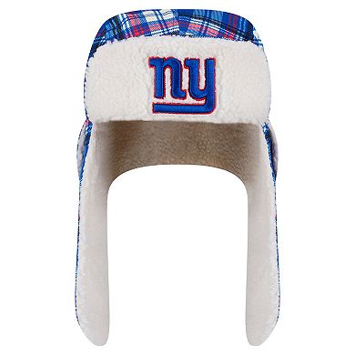 New Era Royal New York Giants Sideline Plaid Sherpa Trapper Hat