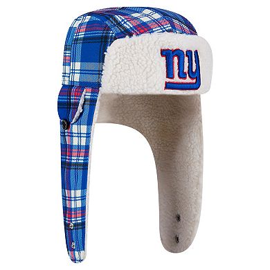 New Era Royal New York Giants Sideline Plaid Sherpa Trapper Hat