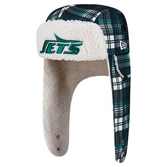 New Era Black New York Jets Sideline Plaid Sherpa Trapper Hat