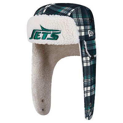 New Era Black New York Jets Sideline Plaid Sherpa Trapper Hat