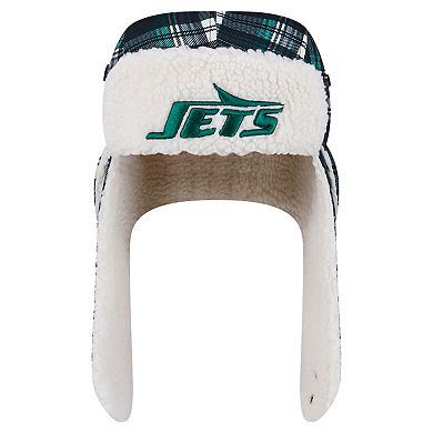 New Era Black New York Jets Sideline Plaid Sherpa Trapper Hat