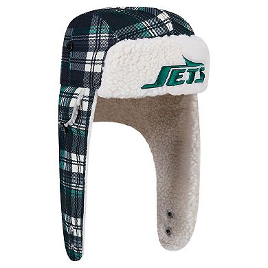 New Era Black New York Jets Sideline Plaid Sherpa Trapper Hat