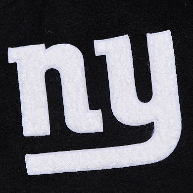 Men's Mitchell & Ness Black New York Giants Blackout Collection Vintage Logo Full-Snap Varsity Jacket