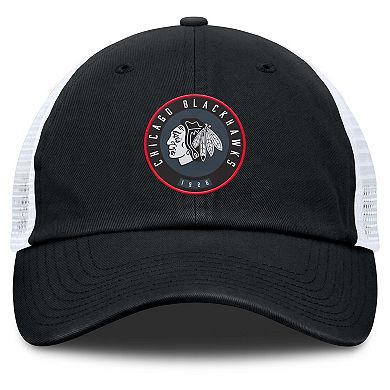 Men's Fanatics Black/White Chicago Blackhawks Averie Trucker Adjustable Hat
